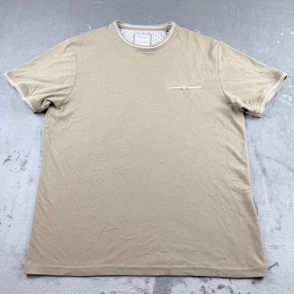 Denim & Flower Ricky Singh Mens XL Tan Short Sleeve Pocket T-Shirt Textured Knit